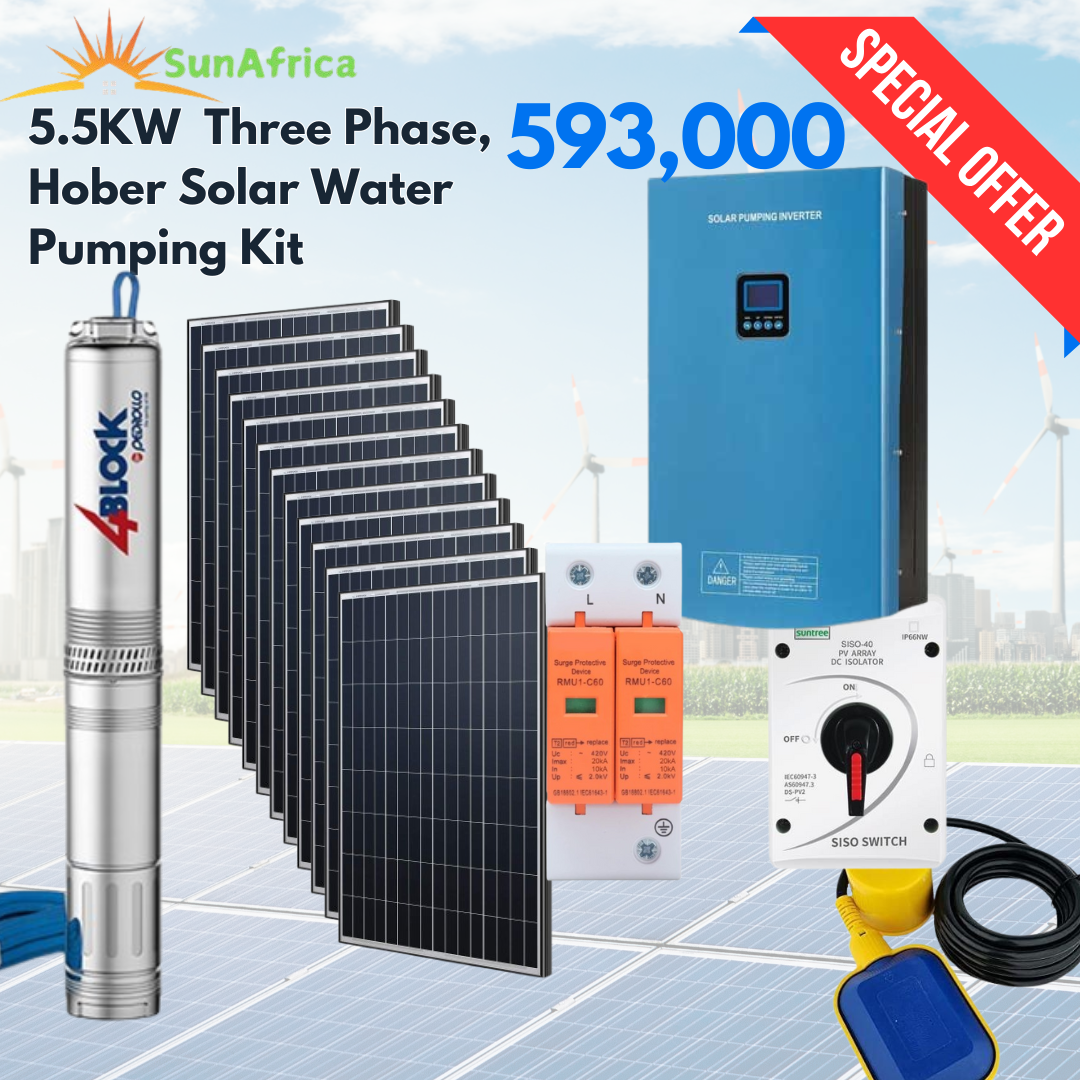 5.5Kw Three Phase, Veichi Solar Water Pumping Kit - SunAfrica