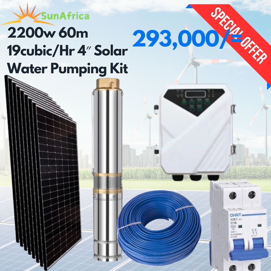 2200w 60m 19000L/h Solar pumping Kit - SunAfrica