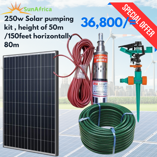 250w , height of 50m /150feet horizontally 80m Solar Water Pump - SunAfrica