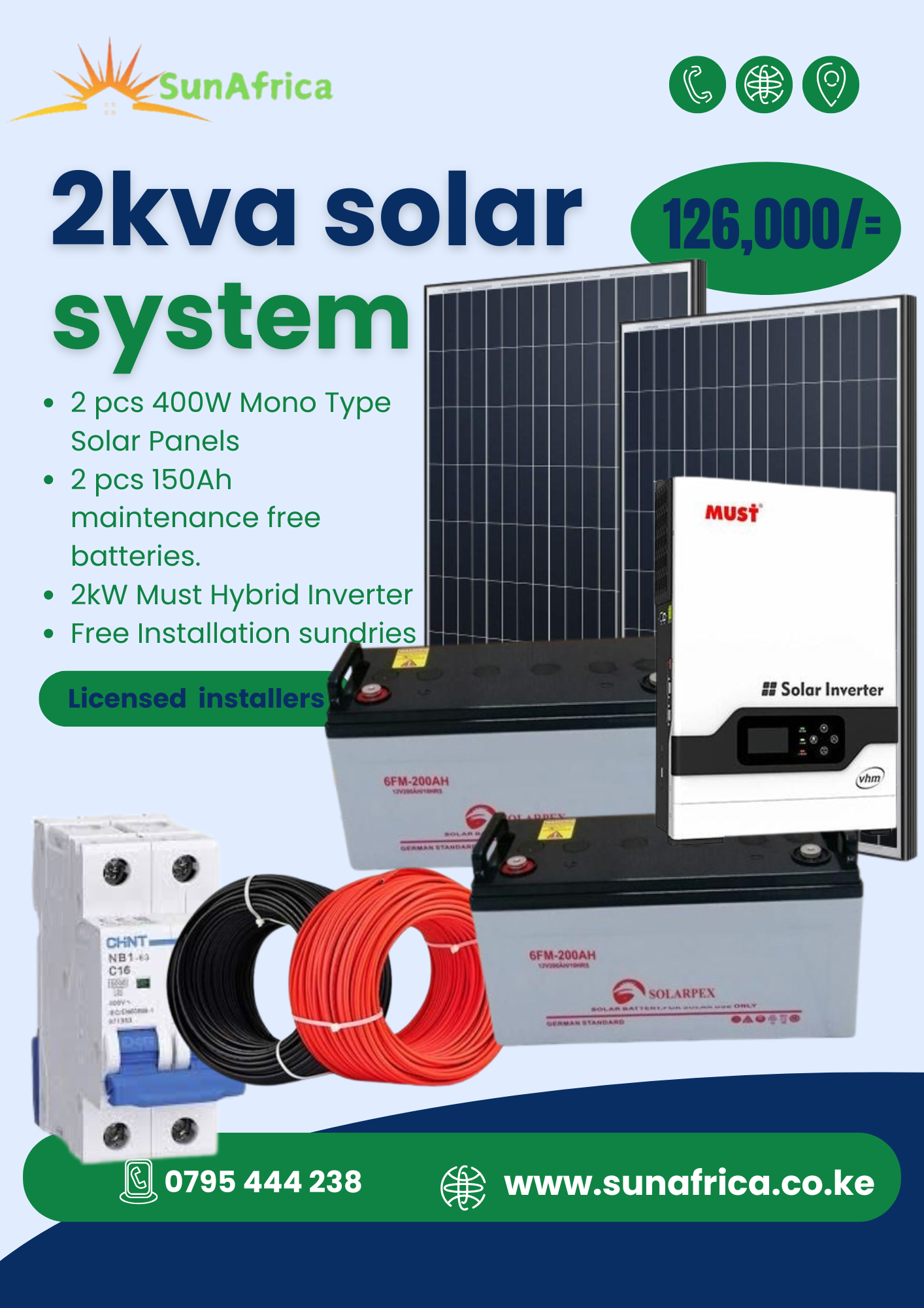 2 KVA solar system kit - SunAfrica